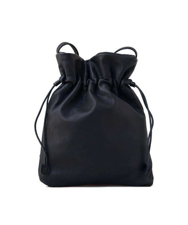 FOLNA RD ソフトレザー巾着ショルダーバッグ ブラック