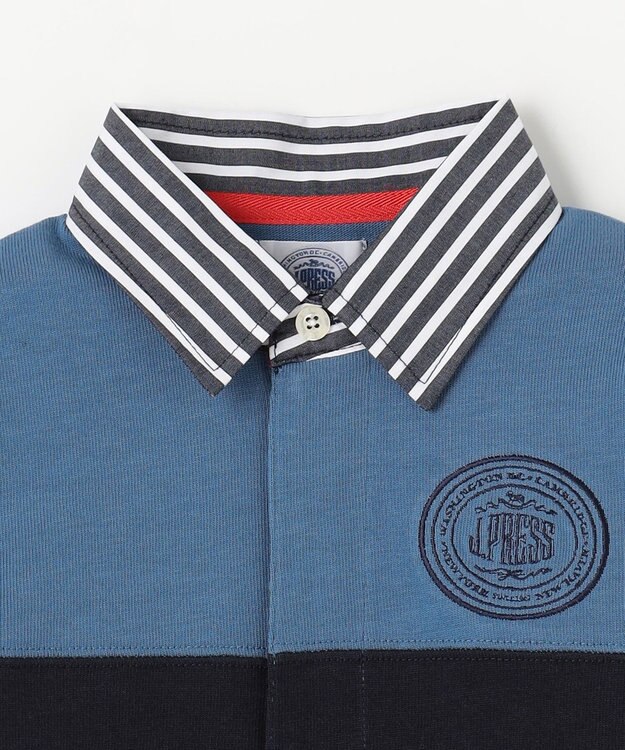J.PRESS KIDS 【110-130cm】襟ストライプ ブロッキングポロシャツ ブルー系2