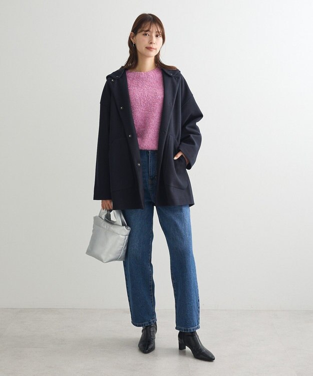 Green Parks フード取り外しハーフコート Dark Navy