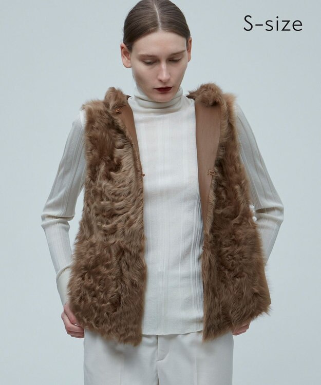 BEIGE， 【S-size】CLAWLEY / ファー ジレ Camel