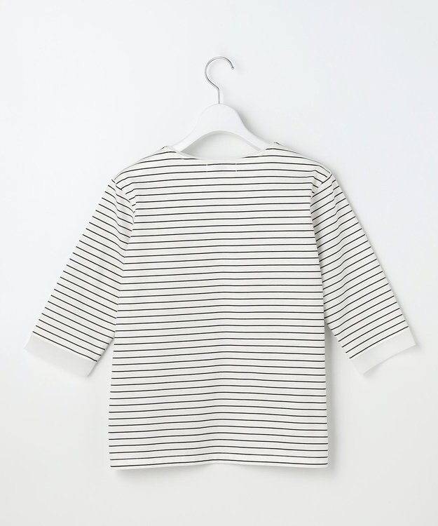 J.PRESS LADIES S スムースジャージー ボーダー カットソー オフ×ネイビー系