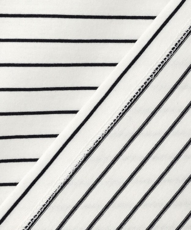 J.PRESS LADIES S スムースジャージー ボーダー カットソー オフ×ネイビー系