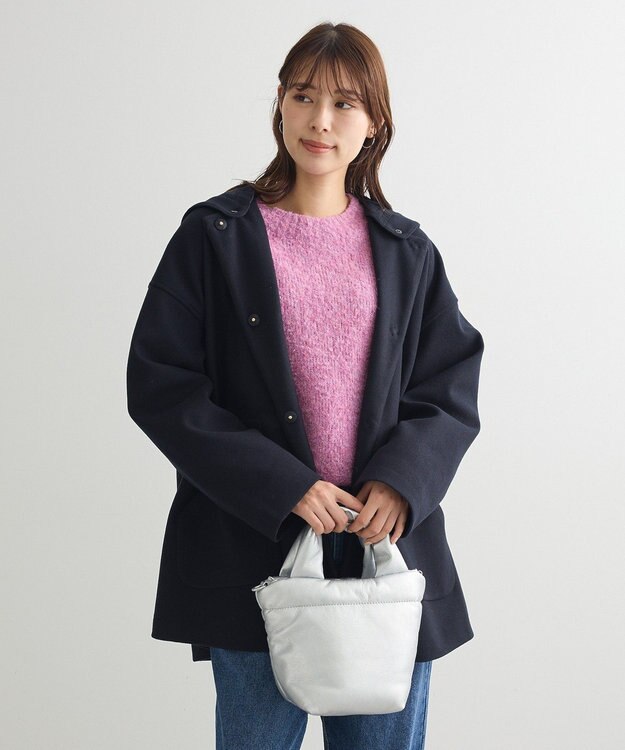 Green Parks フード取り外しハーフコート Dark Navy