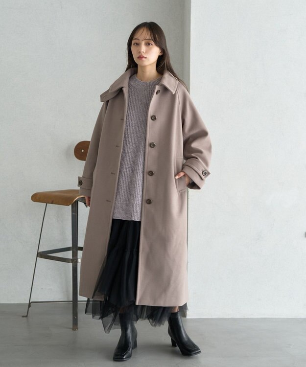 earth music&ecology 2WAYカラーロングコート モカ