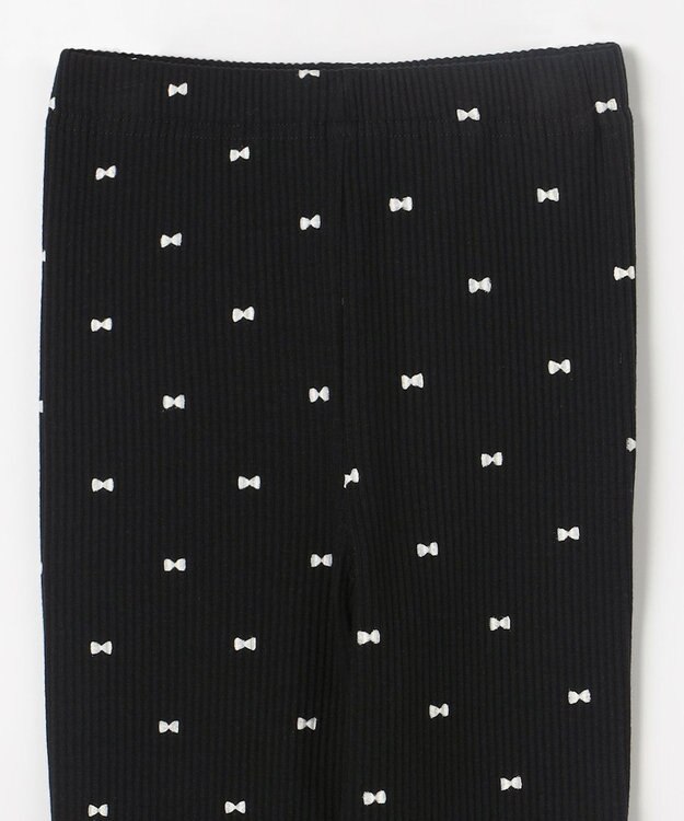 ANY KIDS 総柄テレコ レギンス ブラック×リボン