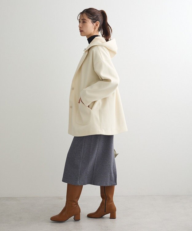 Green Parks フード取り外しハーフコート Ivory