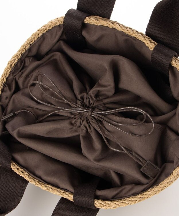 LA BAGAGERIE 【maison vert】 【ペーパー素材・多収納】ダブルハンドルかごバッグ チョコ×ベージュ