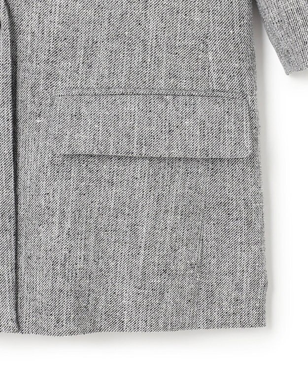 ICB L ストレッチMIXツイード 半袖ジャケット ブラックミックス