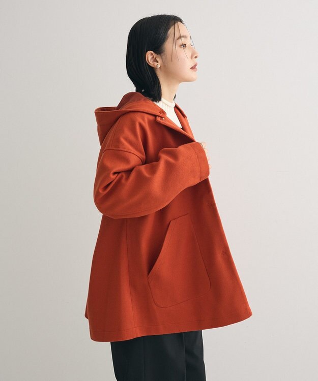 Green Parks フード取り外しハーフコート Orange