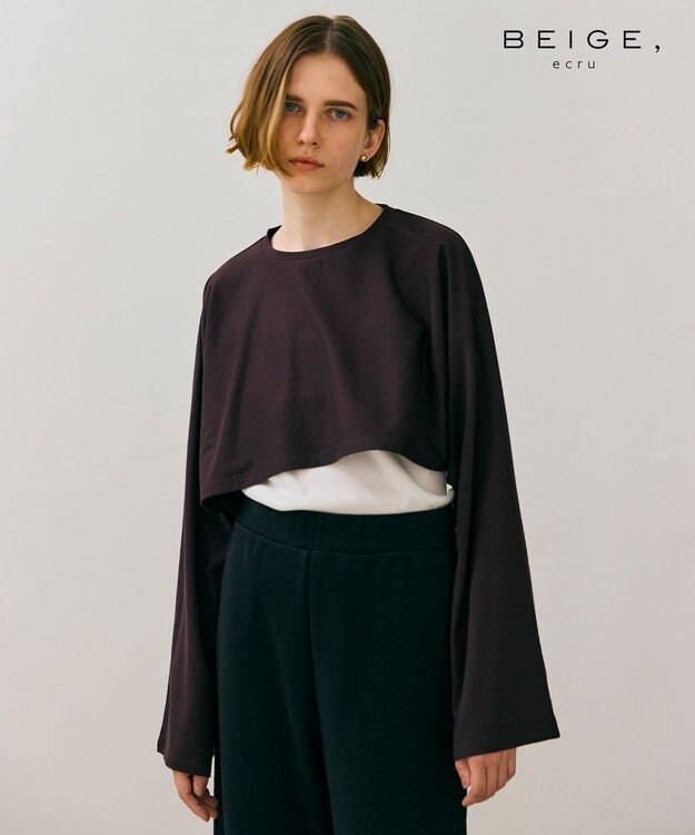 BEIGE， 【BEIGE,ecru/WEB限定・洗える】JERSEY STITCH / コットンクロップドトップス Bordeaux