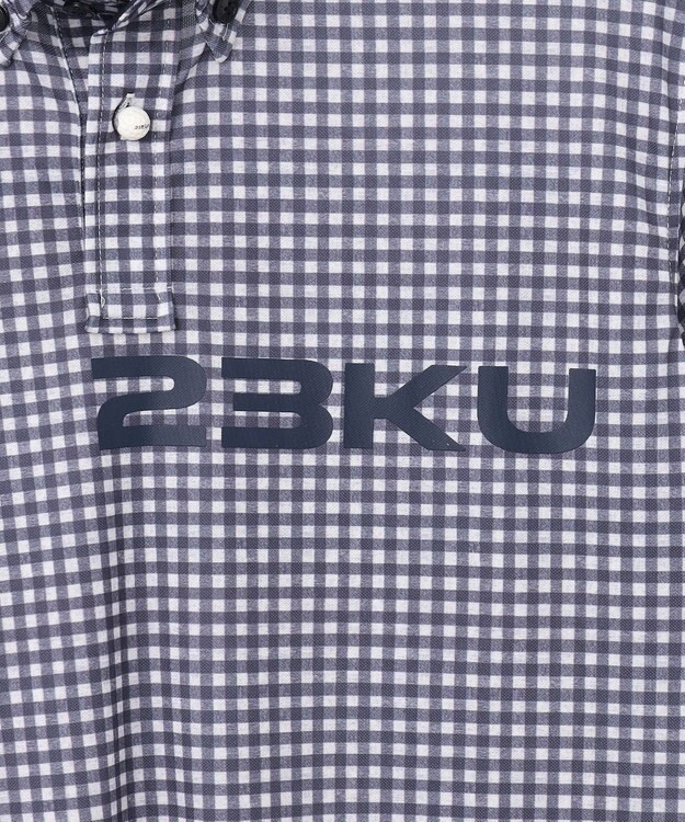 23区GOLF 【MEN】【接触冷感・UVケア・吸水速乾】ギンガムチェック柄 ポロシャツ ネイビー系3