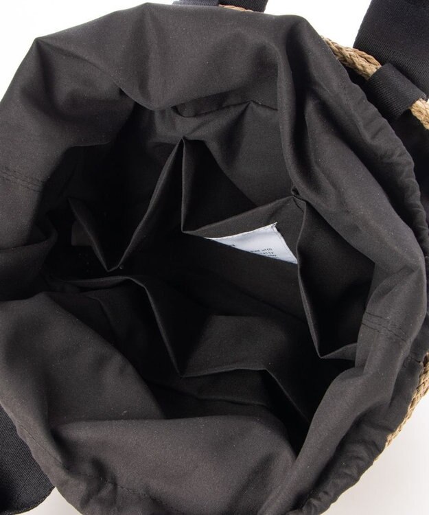 LA BAGAGERIE 【maison vert】 【ペーパー素材・多収納】ダブルハンドルかごバッグ ブラック×ベージュ