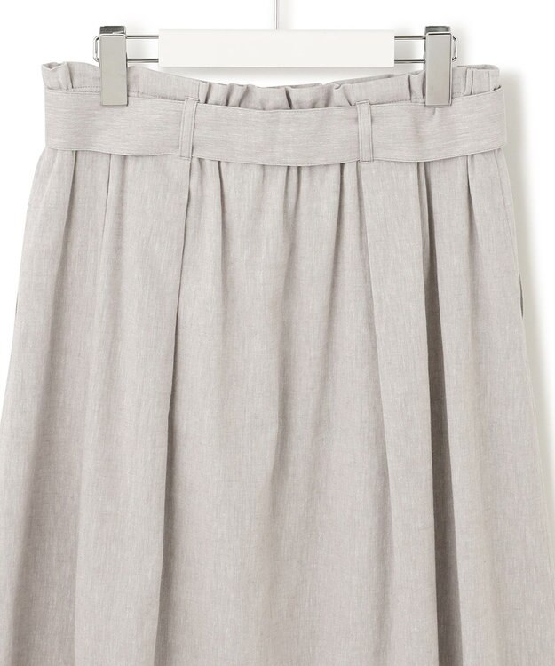23区 L 【SLOW/洗える】リネンコットン スカート ライトグレー系