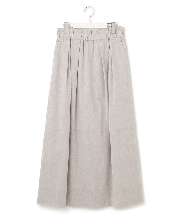 23区 L 【SLOW/洗える】リネンコットン スカート ライトグレー系