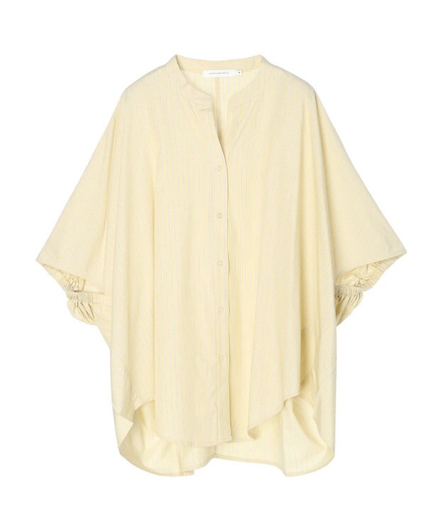 AMERICAN HOLIC 接触冷感＋ＵＶカット　ギャザースリーブブラウス Stripe Yellow