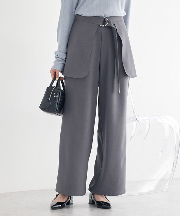 earth music&ecology 【予約】【2WAY】ラップスカート付きパンツ グレー