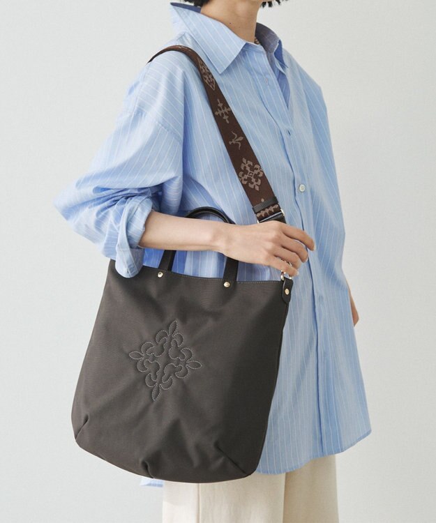 russet 《3/4～価格改定》スリム2WAYトートバッグ <コーデュラナイロン>(CE-1404-WEB) D.Brown