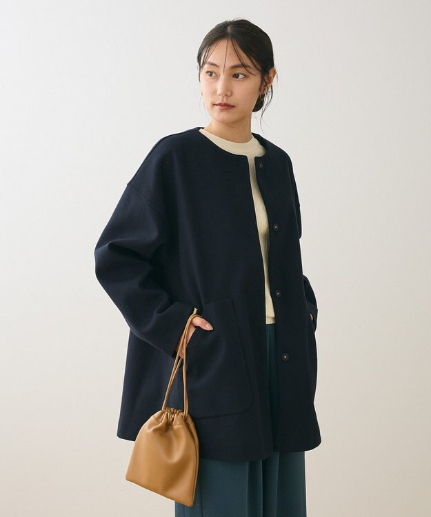 Green Parks フード取り外しハーフコート Dark Navy