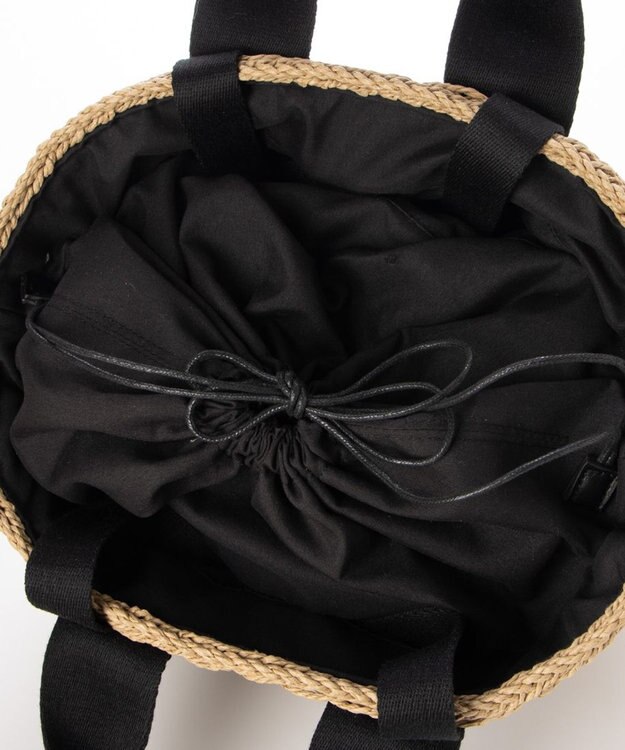 LA BAGAGERIE 【maison vert】 【ペーパー素材・多収納】ダブルハンドルかごバッグ ブラック×ベージュ