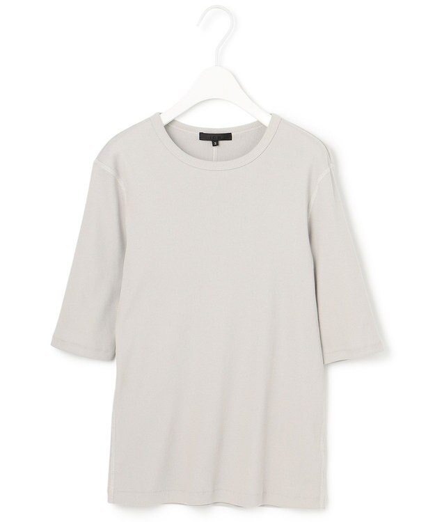 ICB 【洗える】Rib 5分袖 カットソー ライトグレイッシュグリーン系