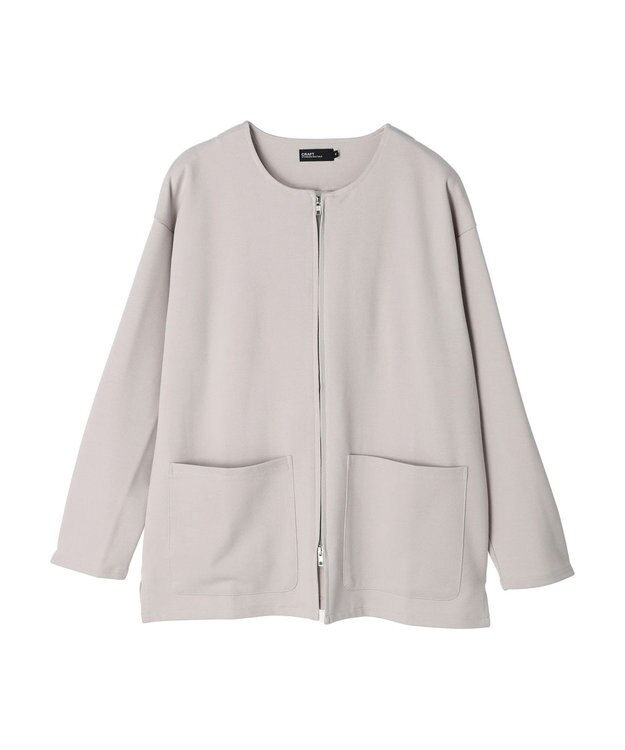 CRAFT STANDARD BOUTIQUE 強撚ポンチラウンドヘムカーディガン Light Gray