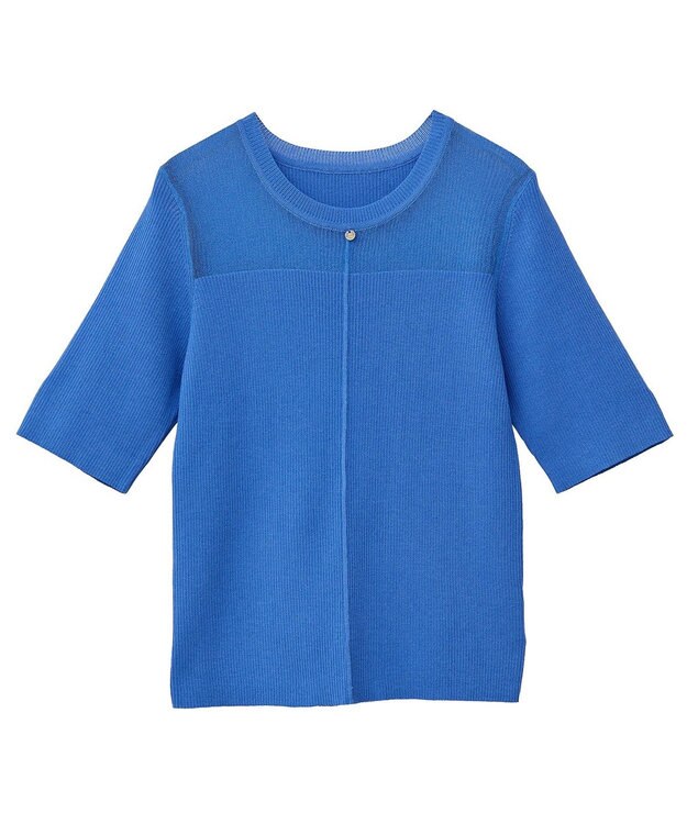 earth music&ecology シアーヨークニットプルオーバー Blue