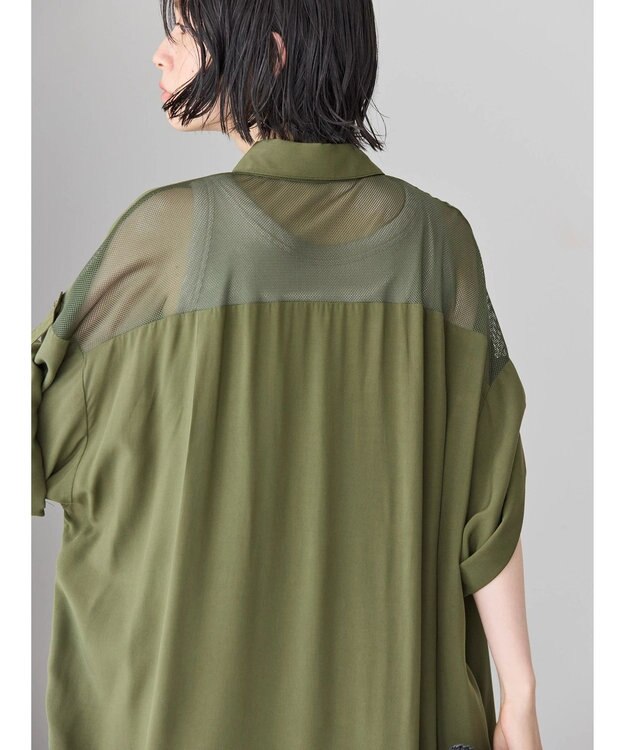 AMERICAN HOLIC サラックールメッシュ切替ワンピース Khaki