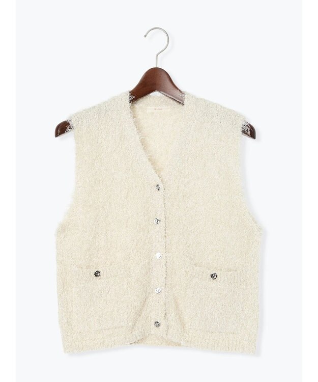 Te chichi 金釦ポケットシャギーニットベスト オフホワイト