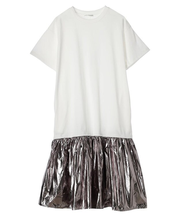 Green Parks ・ＥＬＥＮＣＡＲＥ　ＤＵＥ　メタリック切替ＴＥＥワンピ Off White