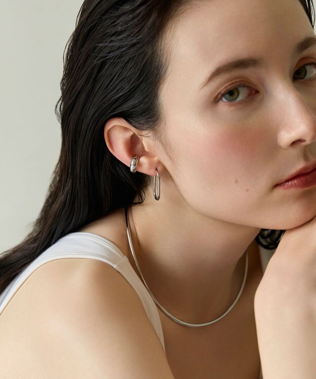 Phoebe 〈金属アレルギー対応〉グラムオーバルフープピアス　シルバー　楕円型/オーバル/ステンレス シルバー
