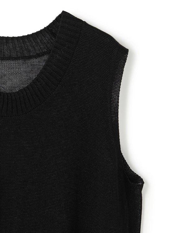 BEIGE， MORION / リネン レイヤードニット Black×Black
