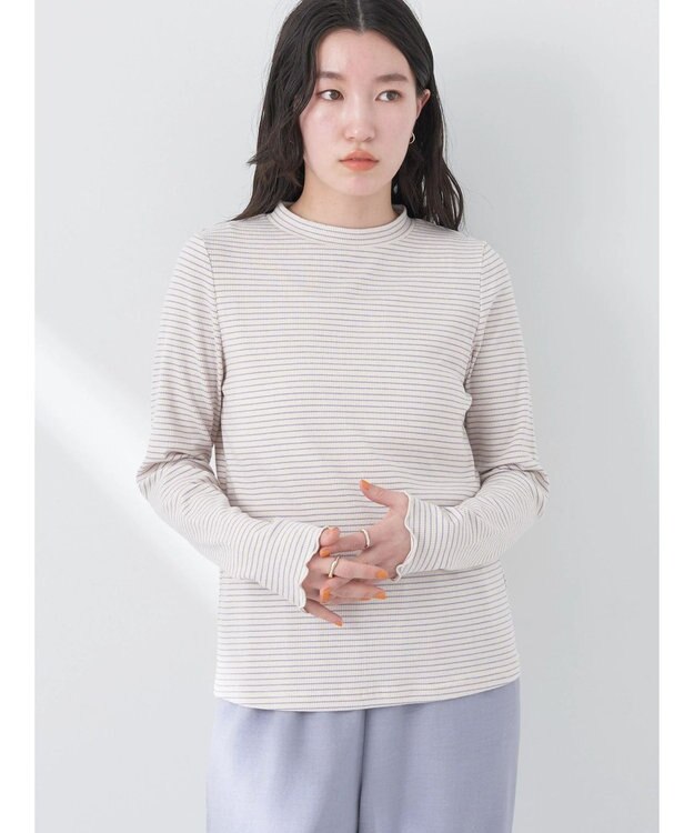 earth music&ecology マイクロボーダーリブプルオーバー Cream