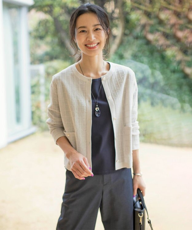 J.PRESS LADIES L 【洗える】WINDY ニット ジャケット ライトグレー系