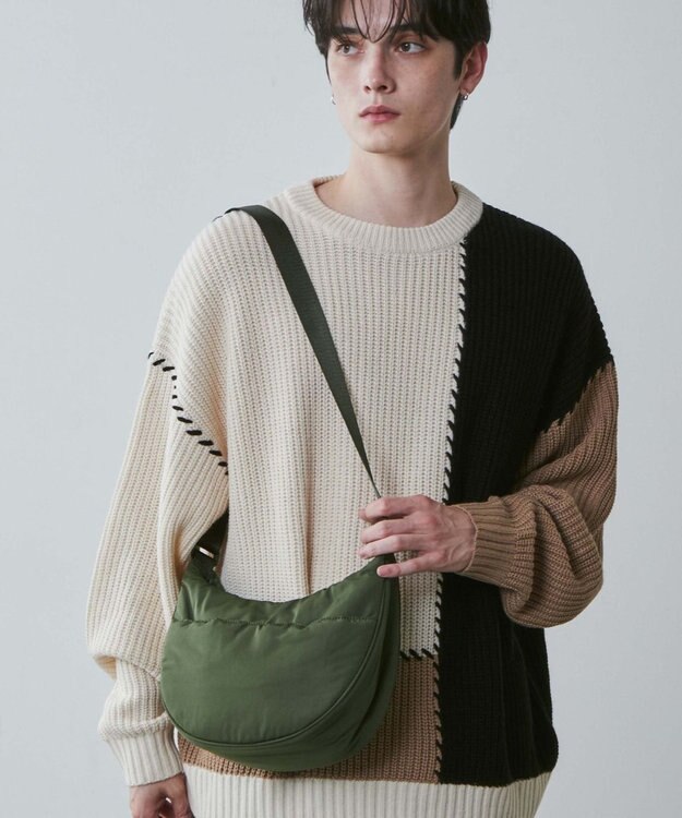 WEGO カラーハーフムーンショルダー カーキ