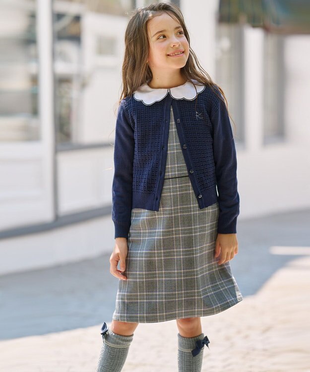 組曲 KIDS 【110-140cm】キチントチェック ジャンパースカート グレー系3