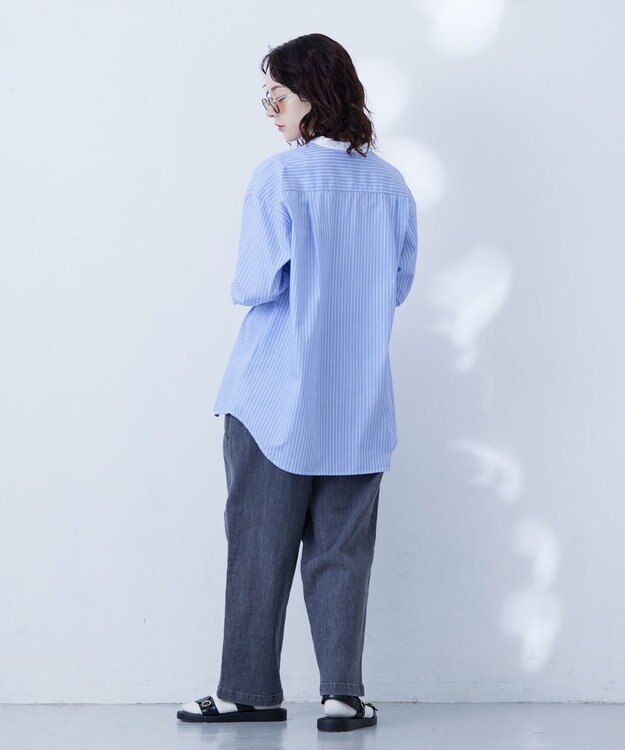 J.PRESS YORK STREET 【WOMEN】クレリックバンドドレス シャツ ブルー系1