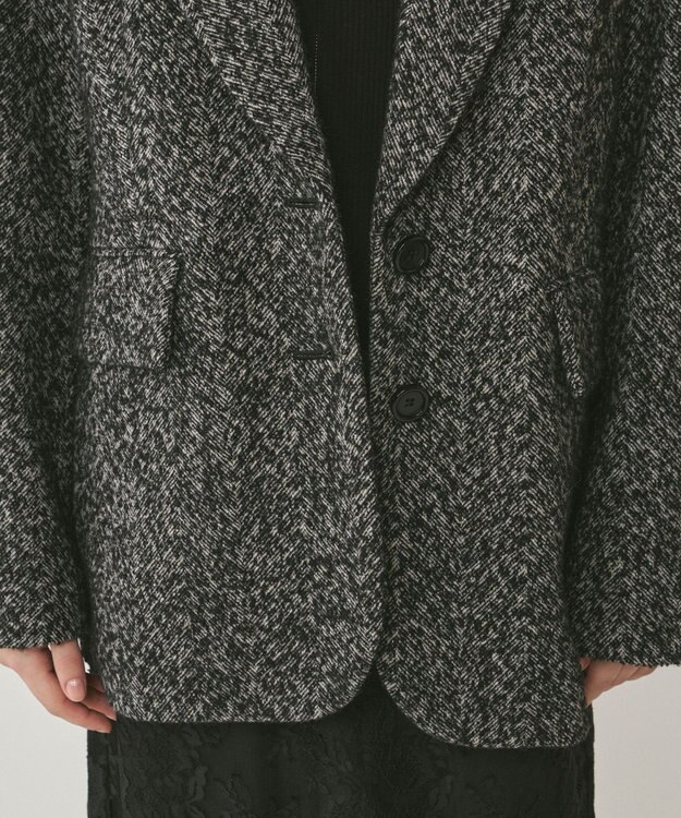 GRACE CONTINENTAL ヘリンボーンツイードジャケット ブラック