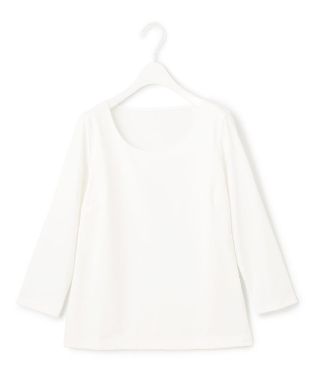 ICB 【洗える】 スーペリアジャージー Uネックカットソー オフホワイト系