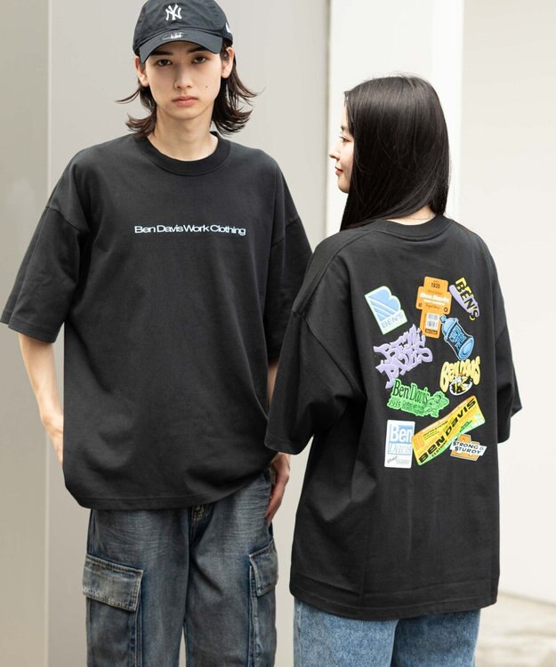 WEGO 【ユニセックス着用ITEM/SMLサイズ展開】別注BENDAVISクールタッチグラフィックT（SS） ブラック