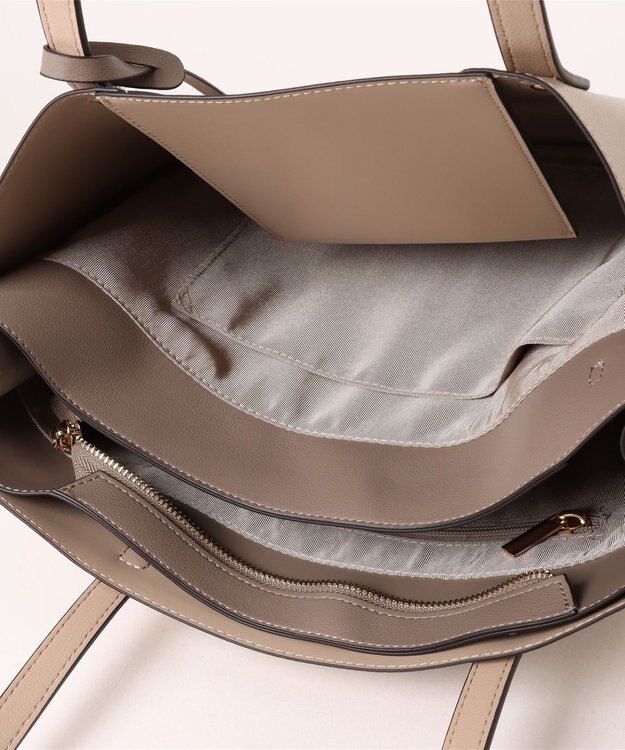 style code 【MERCURYDUO/マーキュリーデュオ】両アオリポケット サイド配色A4トートバッグ　 キーチャーム付 ベージュ