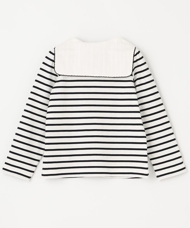 ANY KIDS セーラー襟付き 長袖 トップス オフ×ブラックボーダー