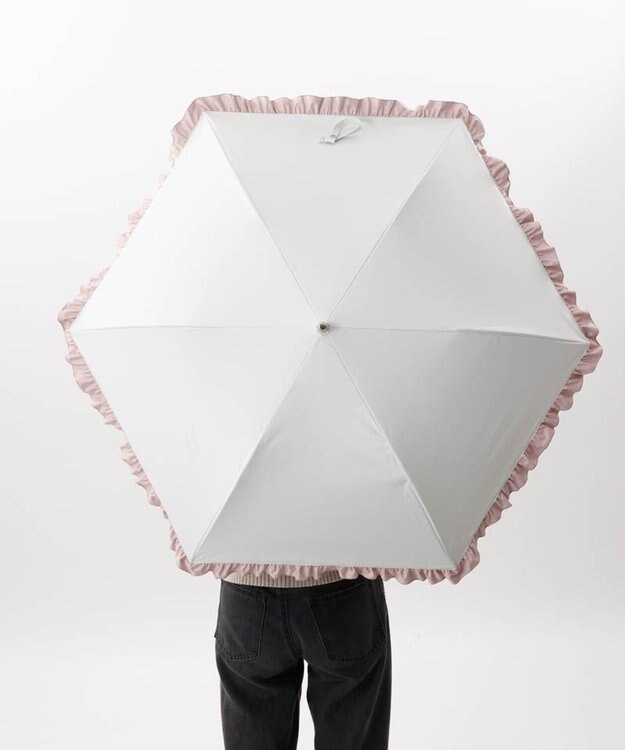 AURORA 【WEB限定】 フリル晴雨兼用傘（折りたたみ・トップフラット） ホワイト