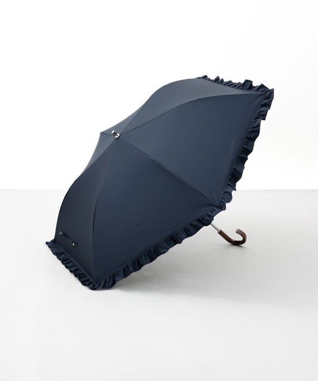 AURORA 【WEB限定】 フリル晴雨兼用傘（折りたたみ・トップフラット） ネイビー