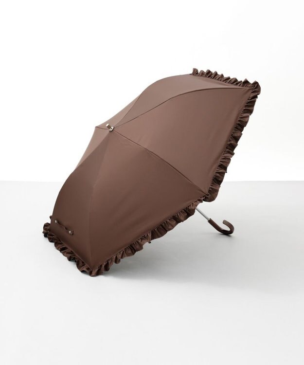 AURORA 【WEB限定】 フリル晴雨兼用傘（折りたたみ・トップフラット） ブラウン