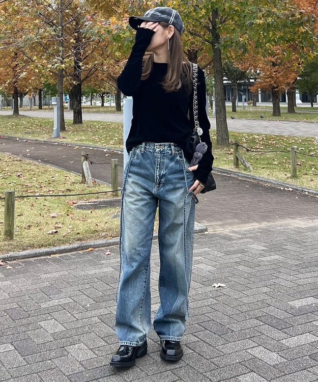 Green Parks シアーベロアプルオーバー Black