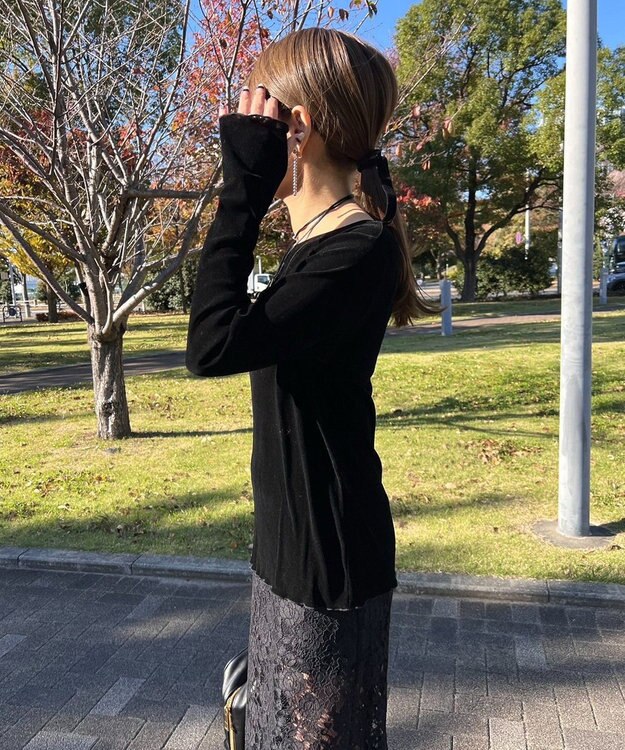 Green Parks シアーベロアプルオーバー Black