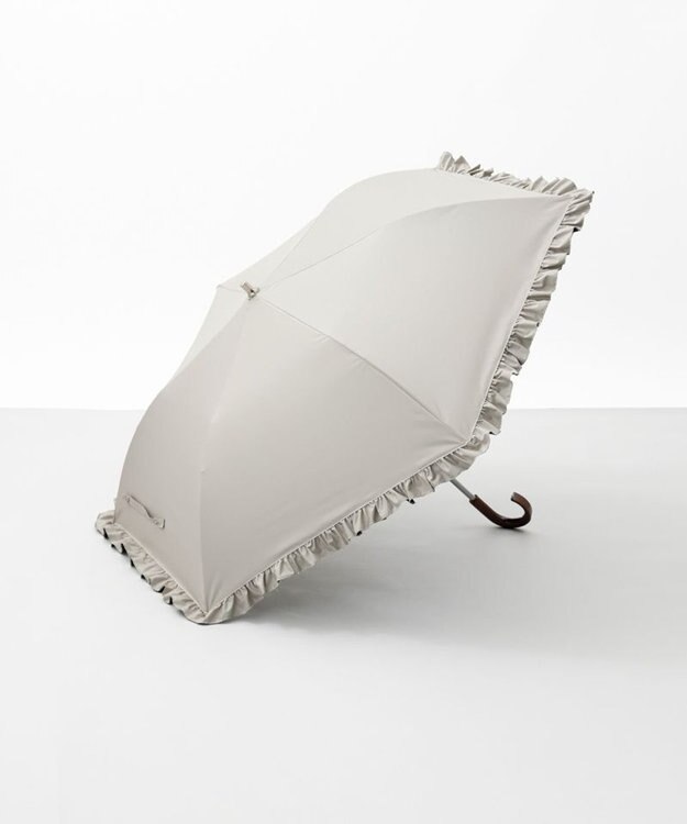 AURORA 【WEB限定】 フリル晴雨兼用傘（折りたたみ・トップフラット） ライトベージュ