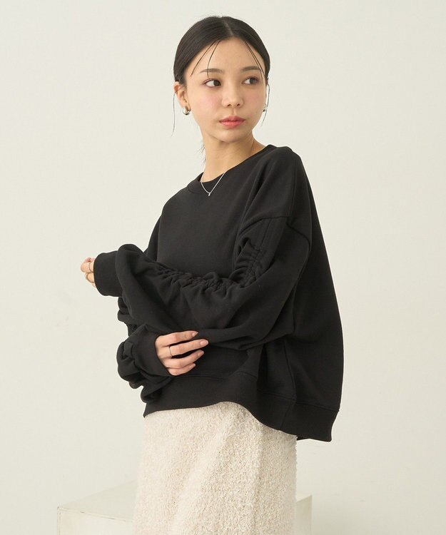 earth music&ecology ドロストスリーブスウェット Black