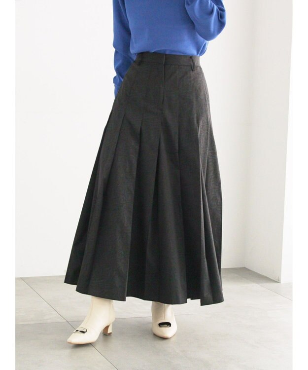 Te chichi チェックアソートロングプリーツスカート ブラック