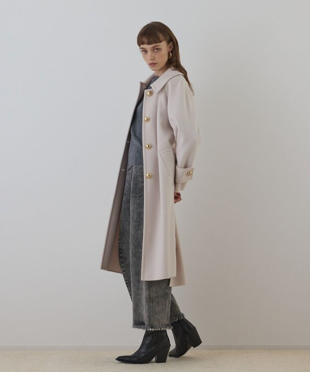 GRACE CONTINENTAL ウールカシミヤリバーコート キナリ